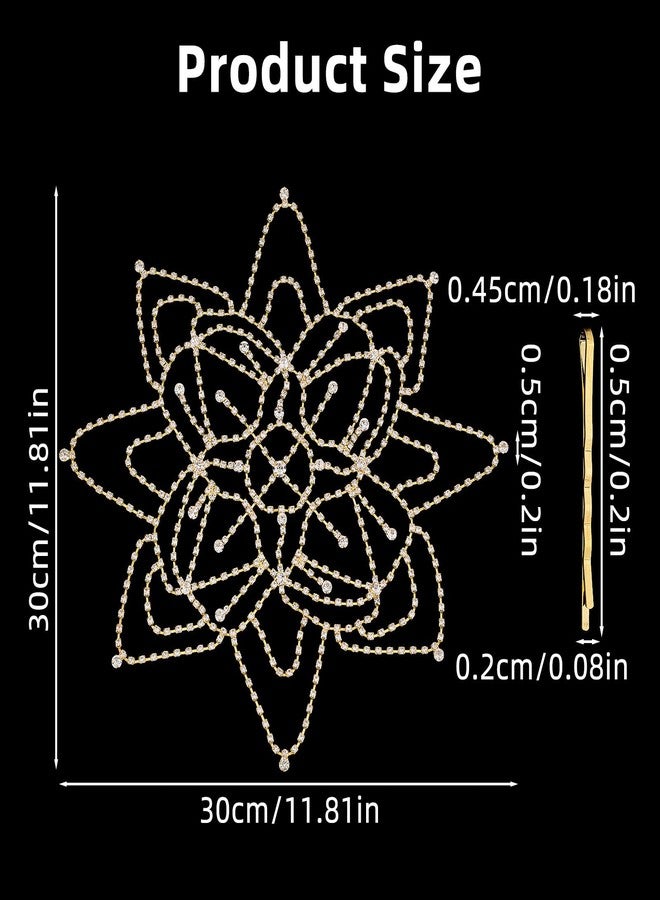 NICENEEDED 1920s Crystal Cap Headpiece, Flower Rhinestone Head Chain Golden Roaring 20s Hair Accessories, Hair Chain Hat for Bridal Cosplay Halloween Decor with 2Pcs Hair Clip - Image 2